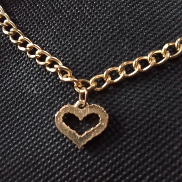 Golden Gemstone Heart Charm Bracelet with Adjustable Clasp - Picture 3 of 6